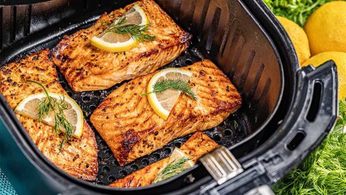 پخت ماهی سالمون در سرخ کن بدون روغن